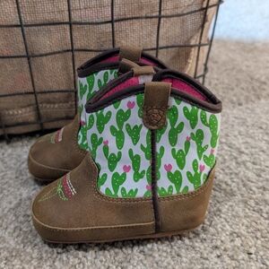 Kids Cactus Print Boots - Brown and Green
